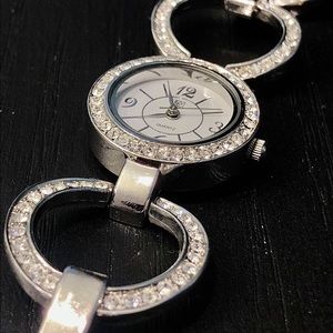 Silver Tone Watch w/Crystal Accents